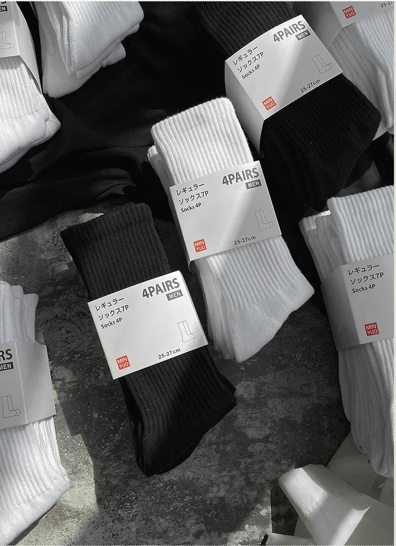 Thickened Cotton Sports Socks For Men Mid-Calf Basketball Stockings Sweat Absorbent Anti-Odor Running Socks Pure Cotton Towel Bo