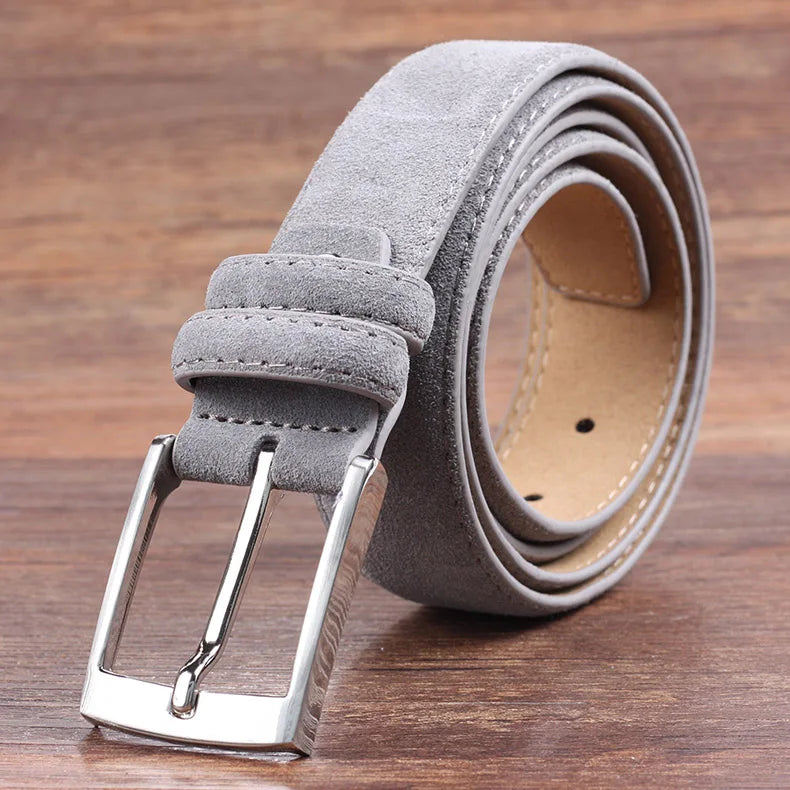 Sude Belt Cow Genuine Leather For Man And Lady With Oxford Fabric Strap Genuine Leather Luxury Pin Buckle Blue Belts