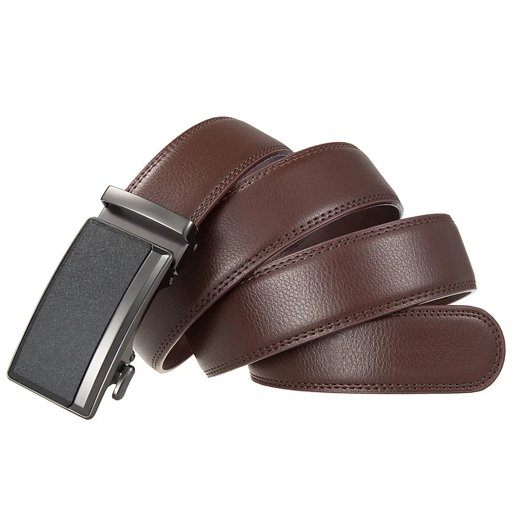 Plus Large Size 130 140 150 160 170cm Men's Leather Belts Fashion Automatic Buckle Cowskin Belt Luxury Designer 3.5cm Width