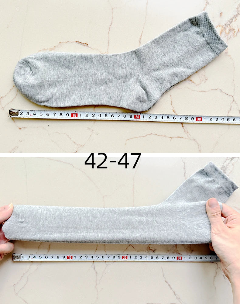 HSS 5/10 Pairs Men's Cotton Blend Socks Black Business Men Socks Soft Breathable Summer Winter for Male Socks Plus Size (6.5-14)