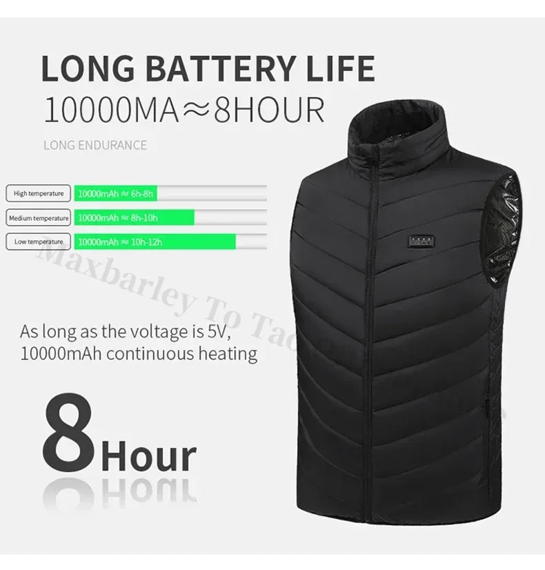 21 Areas Men's Heating Vest Jacket Winter USB Smart Electric Sleeveless Jacket Self-heating Clothes Women Snow Warm Padded Coat