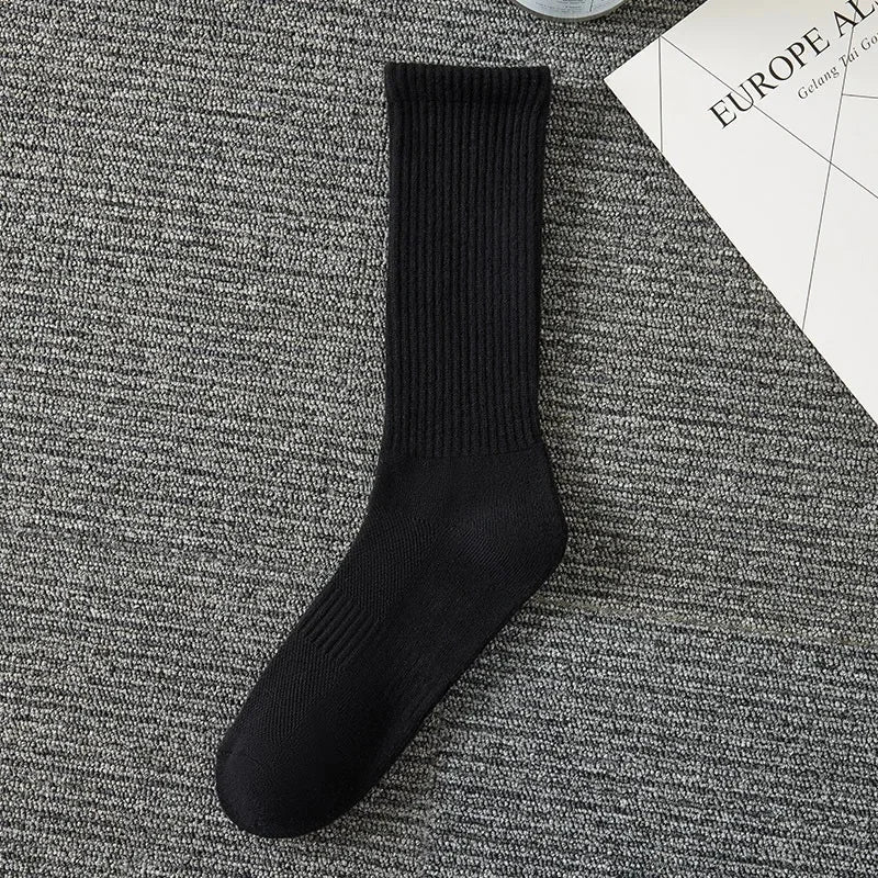 Thickened Cotton Sports Socks For Men Mid-Calf Basketball Stockings Sweat Absorbent Anti-Odor Running Socks Pure Cotton Towel Bo