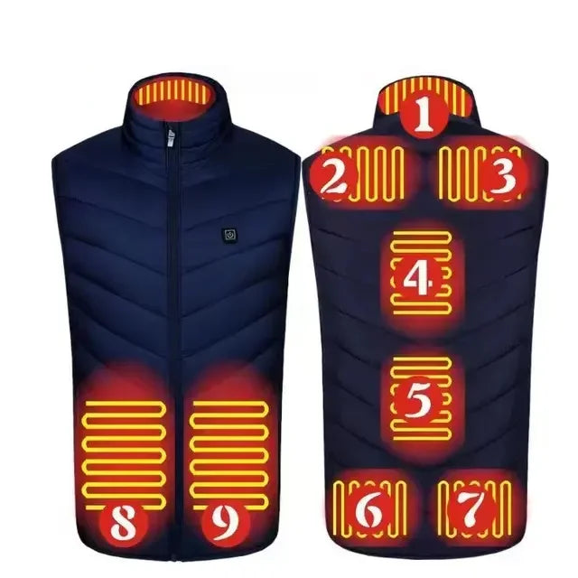 17 Zone Heating Vest Men's USB Infrared Thermal Jacket Smart Heating Clothes New Winter Cold-proof Thick Sleeveless Coat Hiking