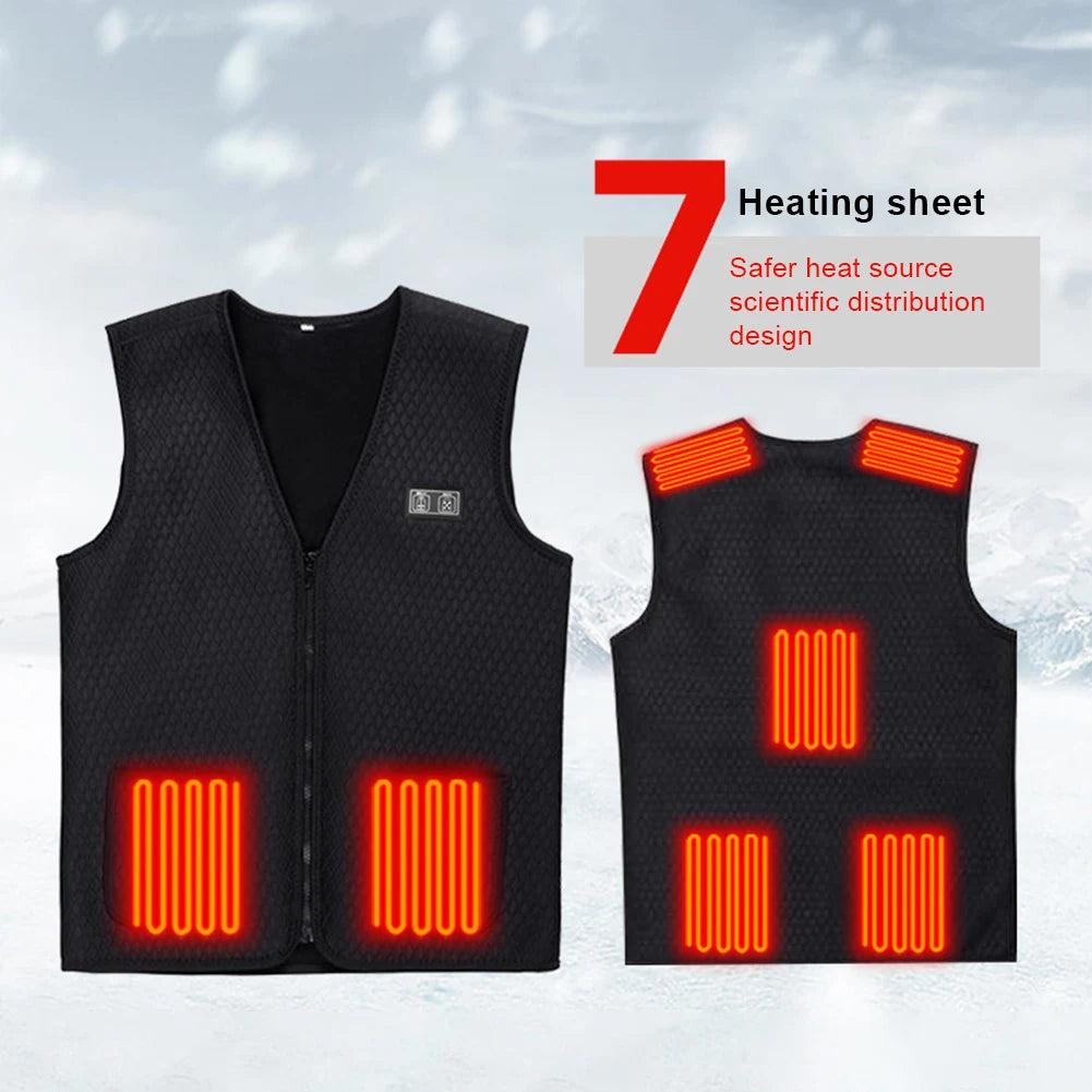 7 Area Heated Vest Electric Heated Jacket Women Men Winter Thermal Heat Coat for Camping Hiking Fishing Skiing Motorcycle Jacket