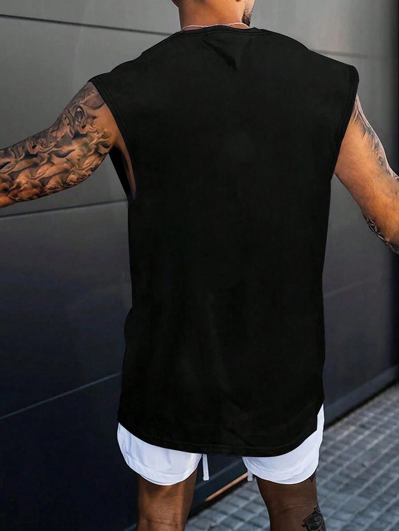 Men's Summer Leisure Sports Fitness Loose DREAM Letter Printed Comfortable Breathable Round Neck Sleeveless Tank Top