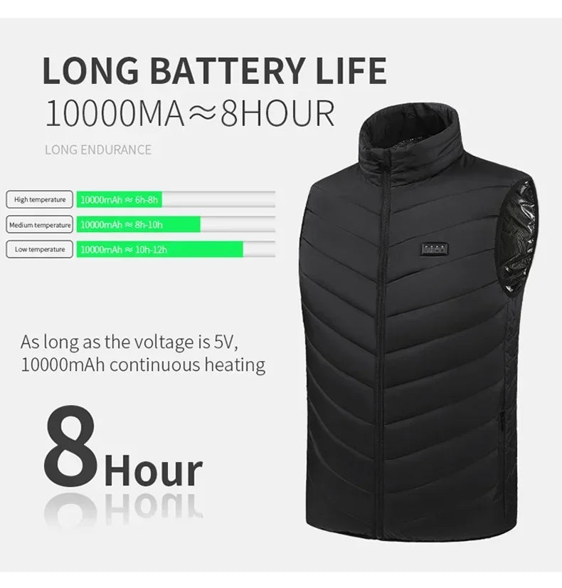 21 Areas Men's Heating Vest Jacket Winter USB Smart Electric Sleeveless Jacket Self-heating Clothes Women Snow Warm Padded Coat