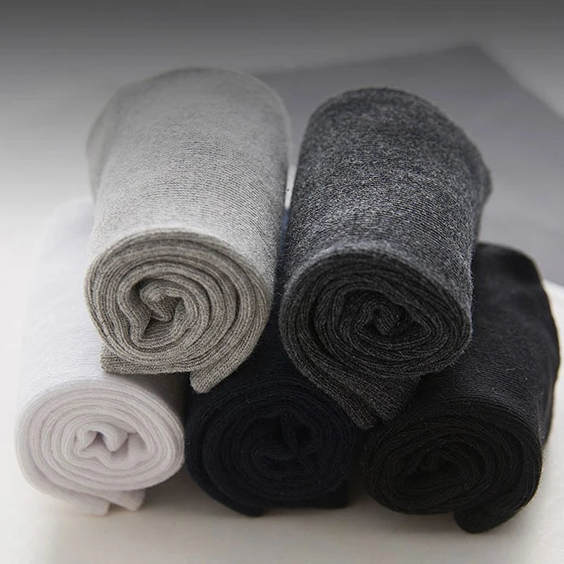 HSS 5/10 Pairs Men's Cotton Blend Socks Black Business Men Socks Soft Breathable Summer Winter for Male Socks Plus Size (6.5-14)