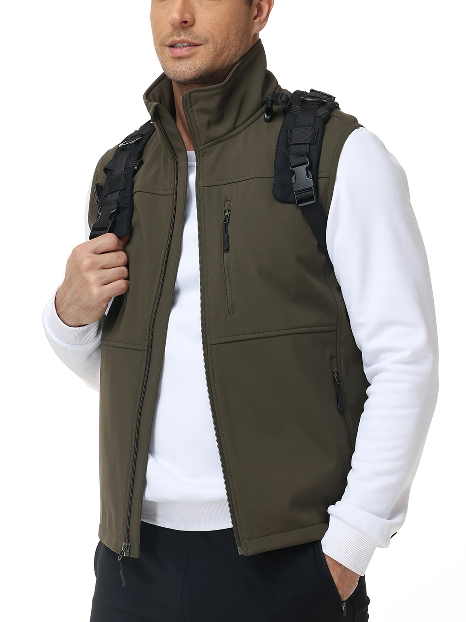 Men's Softshell Running Vest Outerwear Lightweight Windproof Sleeveless Jacket Coat for Daily Golf Cycling Hiking