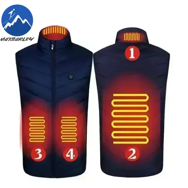 17 Zone Heating Vest Men's USB Infrared Thermal Jacket Smart Heating Clothes New Winter Cold-proof Thick Sleeveless Coat Hiking