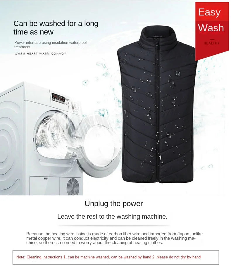 21 Heating Areas Jacket Men's Winter USB Electric Heating Warm Sleeveless Padded vest Infrared Heating Clothes Men Snow Ski Vest