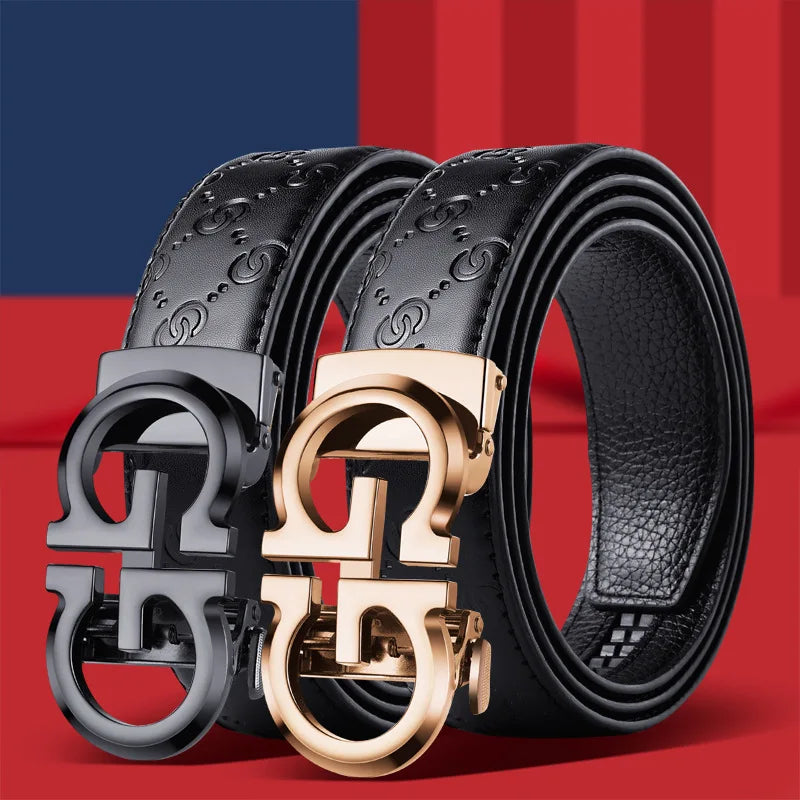 High Quality Casual 34mm Men's Belt Designer Genuine Leather Belts Strap Male Metal Smooth Buckle Fashion men belt for jeans