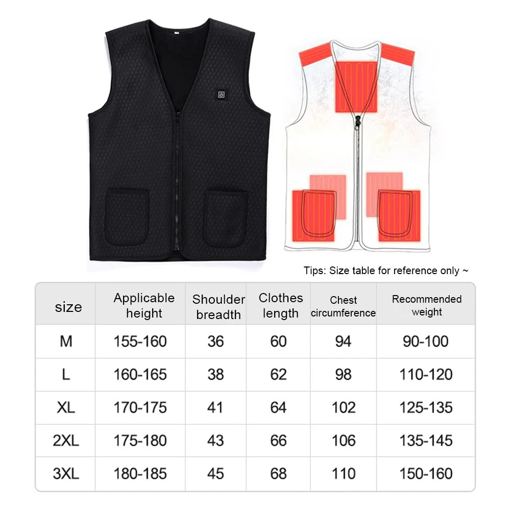 7 Area Heated Vest Electric Heated Jacket Women Men Winter Thermal Heat Coat for Camping Hiking Fishing Skiing Motorcycle Jacket