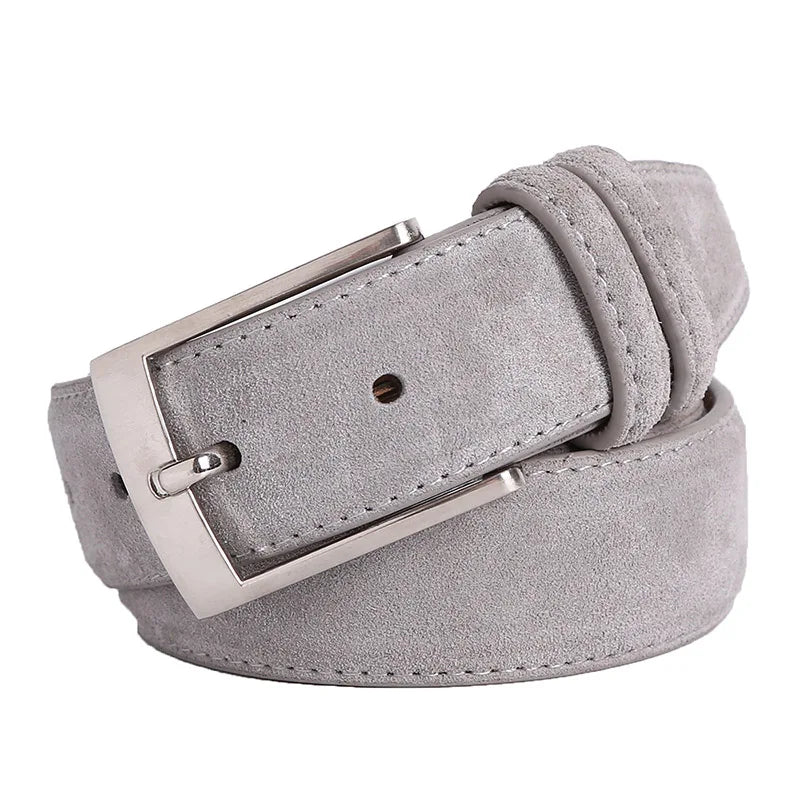 Sude Belt Cow Genuine Leather For Man And Lady With Oxford Fabric Strap Genuine Leather Luxury Pin Buckle Blue Belts