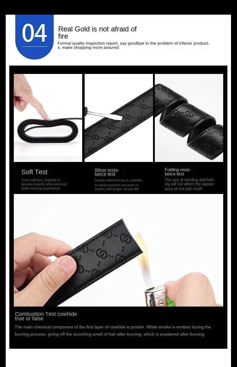 Luxury Belt High Quality Genuine Leather Belt, Automatic Buckle Belt Men's Business Belt Casual Fashion Designer Belt for Men