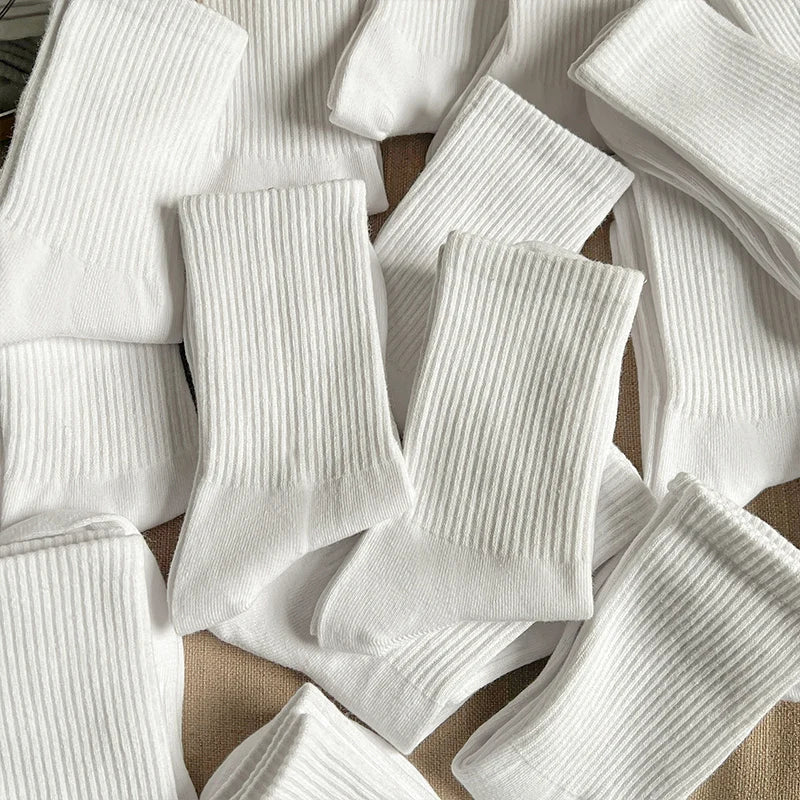 1/5Pairs New Men Cotton New Style White Socks Men Soft Breathable Sports Long Socks Summer Winter for Male Socks Plus Size