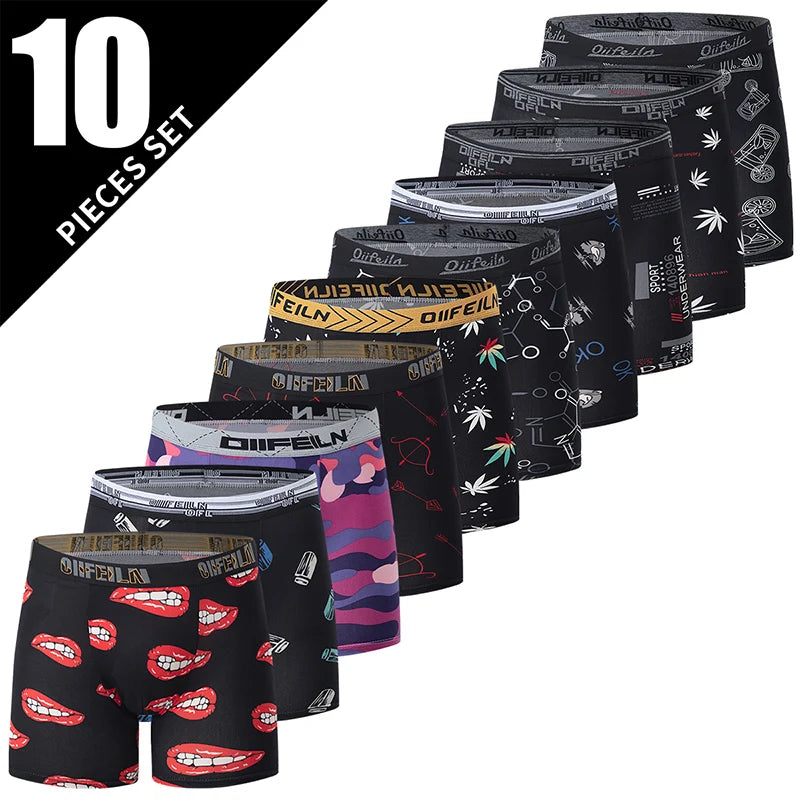 4/5 /10 Pcs Fashionable Men's Long Underwear Casual Boyshort Youth Sports Shorts Comfortable Breathable Stretch Shorts Underwear