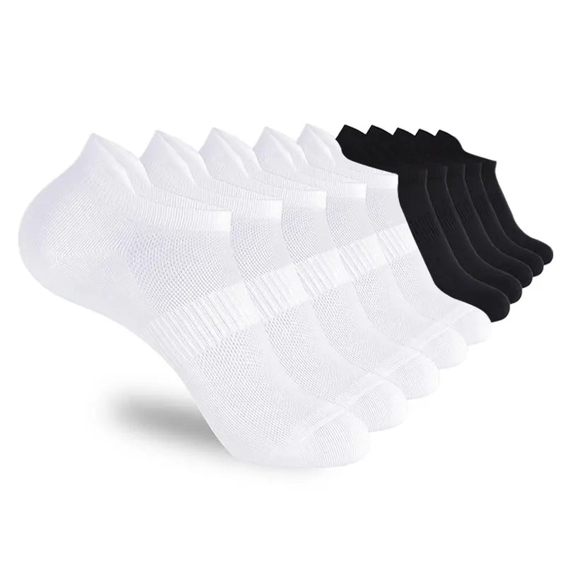 5/10 pairs of ankle sports running socks white soft thin low top short film men's and women's socks