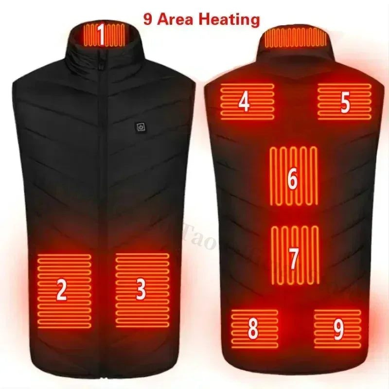 21 Areas Men's Heating Vest Jacket Winter USB Smart Electric Sleeveless Jacket Self-heating Clothes Women Snow Warm Padded Coat
