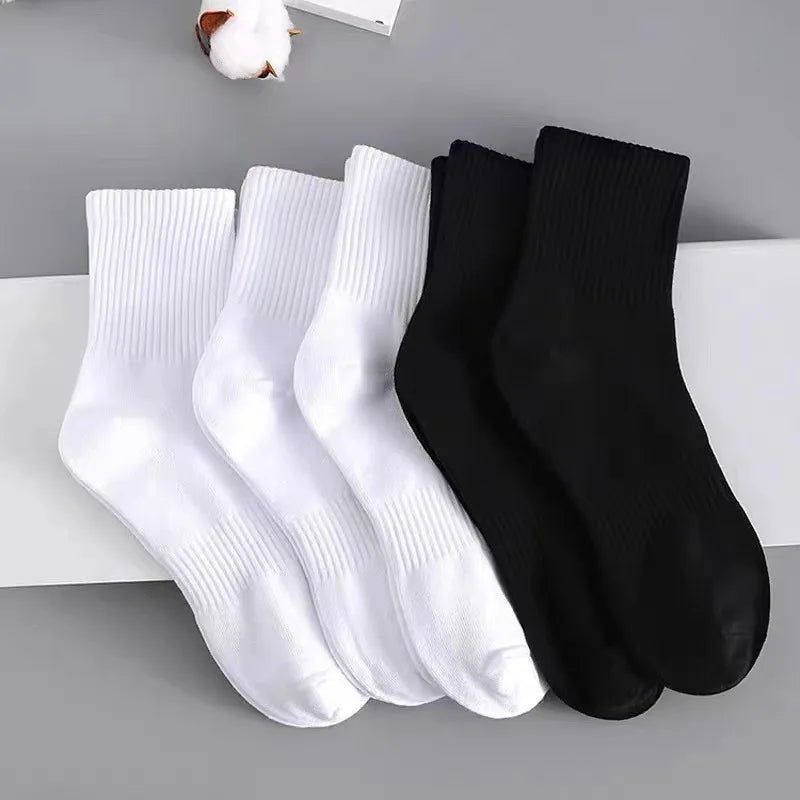 1/5Pairs New Men Cotton New Style White Socks Men Soft Breathable Sports Long Socks Summer Winter for Male Socks Plus Size