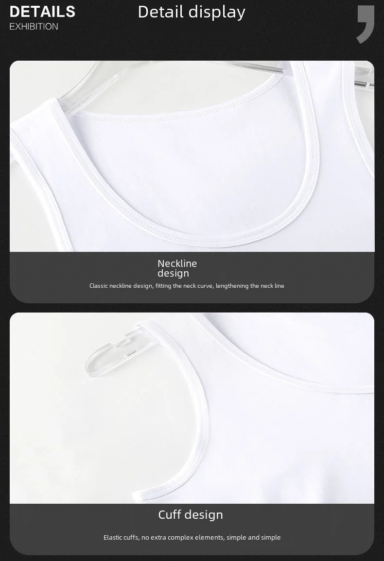 Trendy Versatile Slim Fit Shirt Sleeve Men Vest Pure Color Base Layer Casual Sportswear Young People Summer Edition
