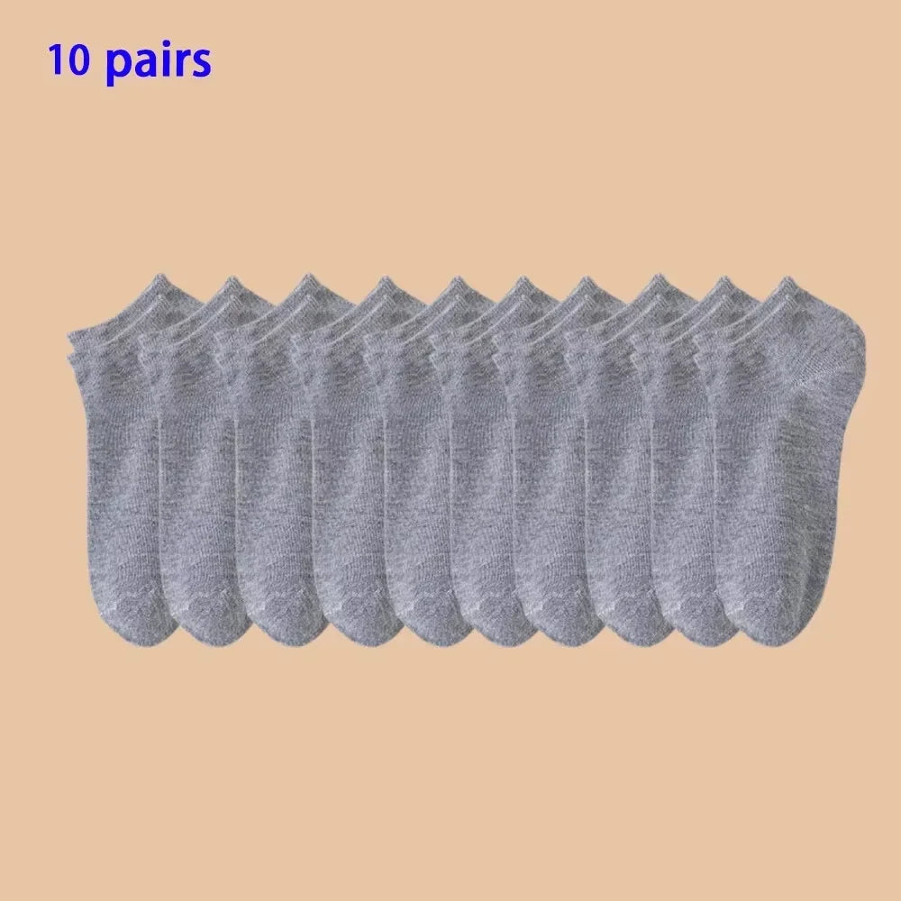 1/5/10 Pairs Comfortable Men's Women's Socks Casual Short Solid Color Spring Summer Boat Sock Fashionable Round Neck Ankle Socks