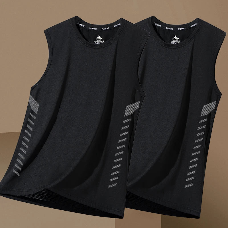 Men's Loose Ice Silk Svel Sports Vest Qui Dry Summer New Sle Running Baskeall Fitn Training Breathable Polyest...