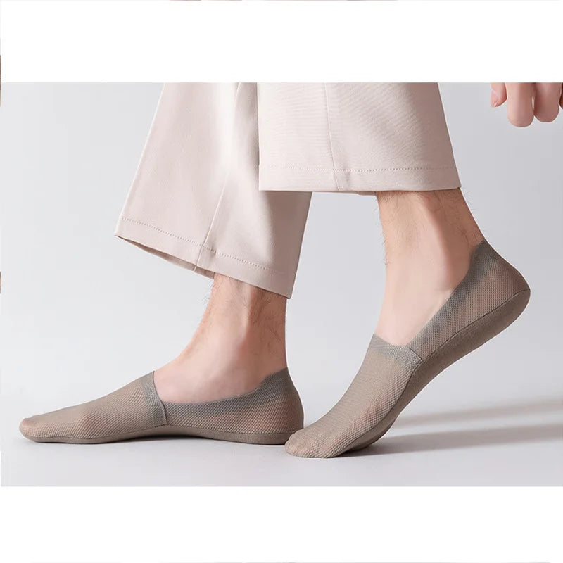 3Pairs Men Boat Socks Thin Breathable Soft Casual Summer Invisible Sock High Quality Solid Color Silicone Non-slip Low Cut Sox