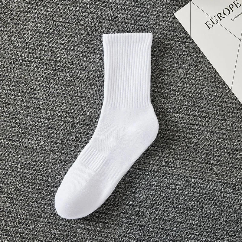 Thickened Cotton Sports Socks For Men Mid-Calf Basketball Stockings Sweat Absorbent Anti-Odor Running Socks Pure Cotton Towel Bo