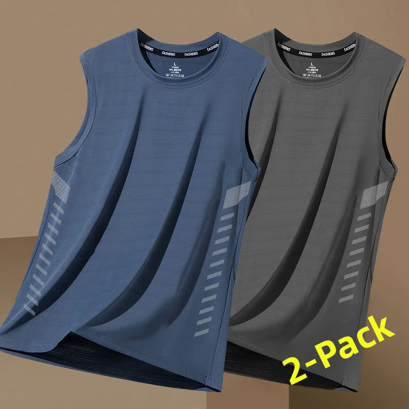 Men's Loose Ice Silk Svel Sports Vest Qui Dry Summer New Sle Running Baskeall Fitn Training Breathable Polyest...