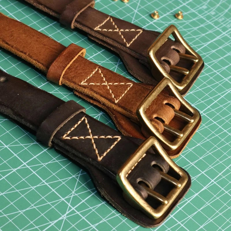 Original Handmade Double-needle Buckle Men's Belt Washed Water Made Old Macho Jeans Belt Genuine Leather y2k Army Tactical Belt