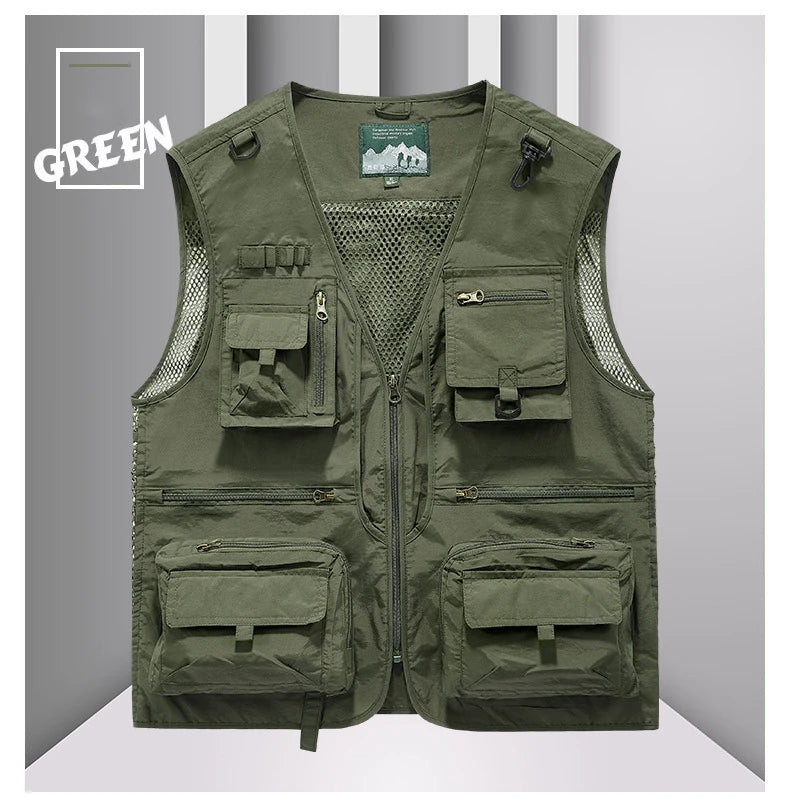 FGKKS 2023 Outdoor Leisure Vest Men's New Multi-Pocket Breathable Outdoor Sports Coat High-Quality Design Leisure Vest Men