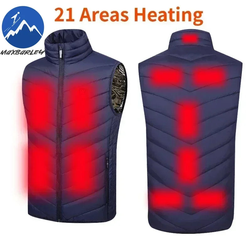 17 Zone Heating Vest Men's USB Infrared Thermal Jacket Smart Heating Clothes New Winter Cold-proof Thick Sleeveless Coat Hiking