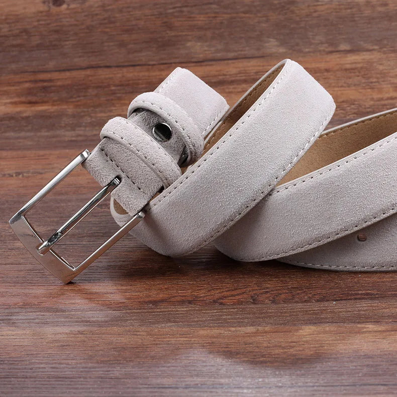 Sude Belt Cow Genuine Leather For Man And Lady With Oxford Fabric Strap Genuine Leather Luxury Pin Buckle Blue Belts