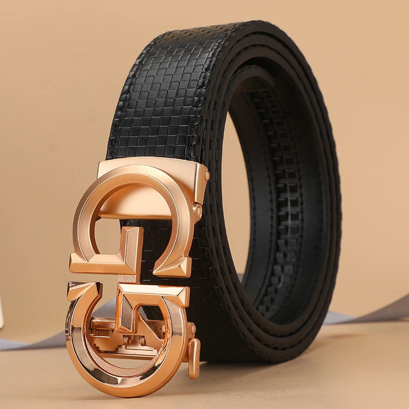 High Quality Casual 34mm Men's Belt Designer Genuine Leather Belts Strap Male Metal Smooth Buckle Fashion men belt for jeans