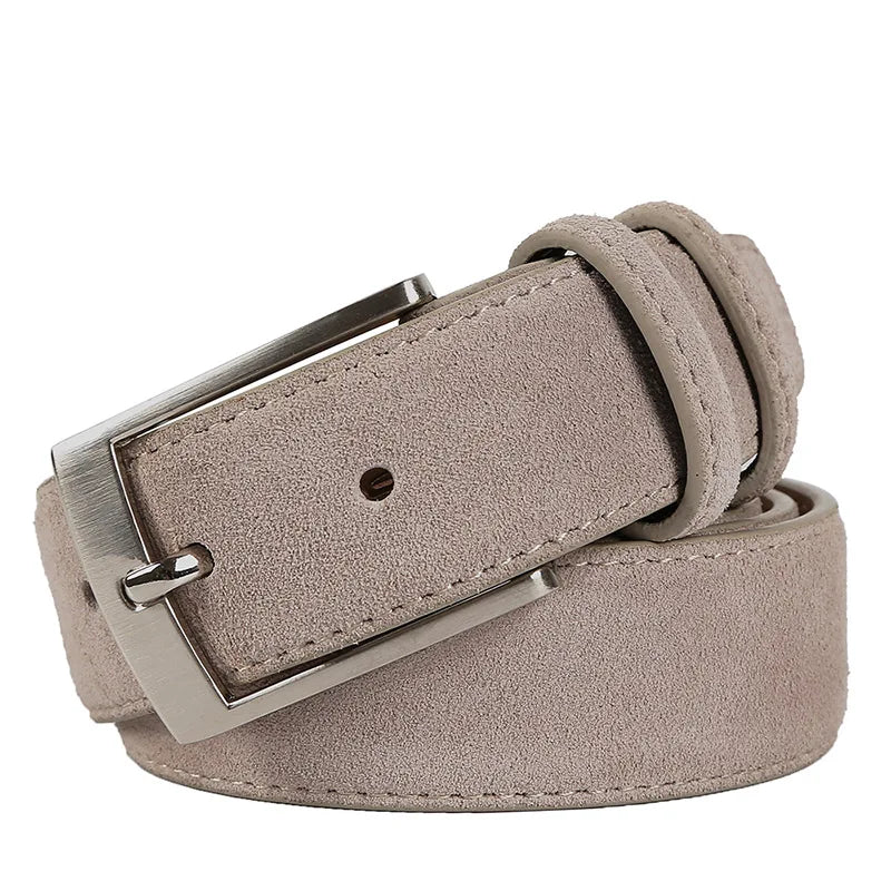 Sude Belt Cow Genuine Leather For Man And Lady With Oxford Fabric Strap Genuine Leather Luxury Pin Buckle Blue Belts
