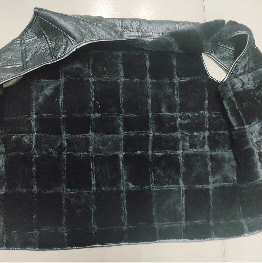 2025  New Style Men's Leather Vest Full-Grain Sheepskin Autumn and Winter Multi-Pocket Casual Fur Integrated Warm Vest
