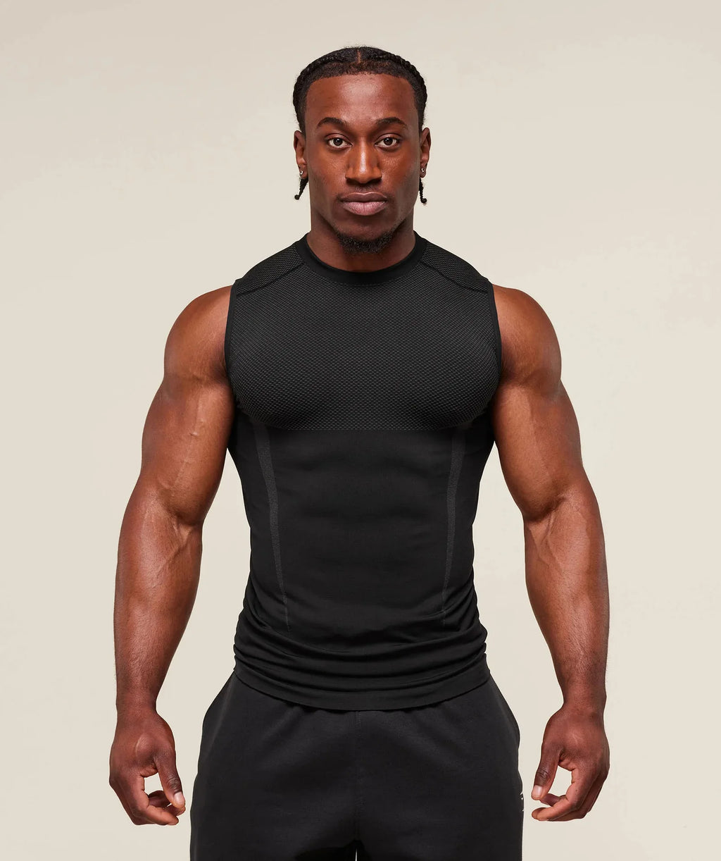 Men's Tight vest sports summer quick-drying breathable seamless fitness running training stretch tight top man sleeveless vest