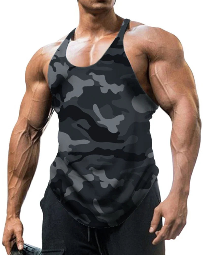 Men's Thin Camouflage Sleeveless  Vintage Sports Fitness Training Vest