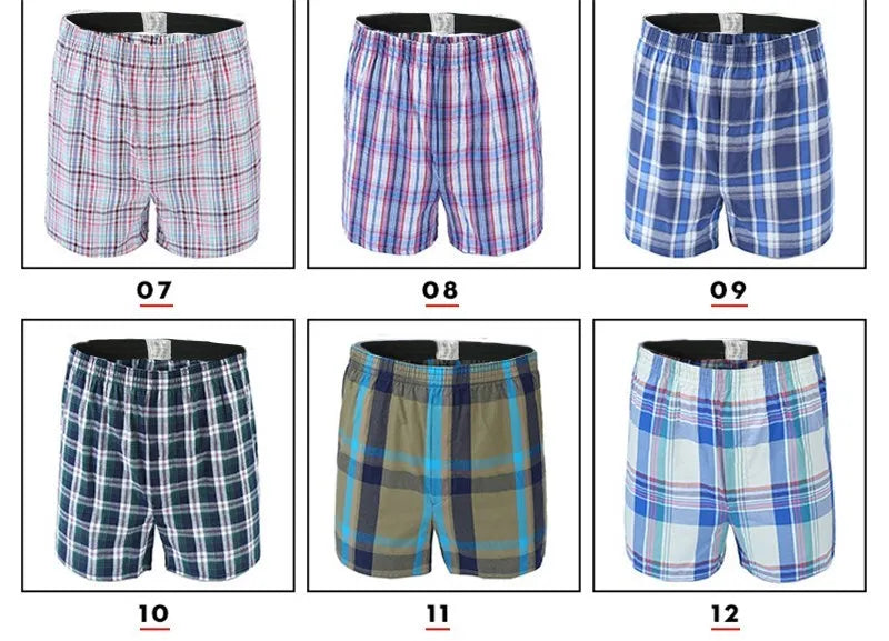 5Pcs/lot Boxer Men Thin Summer Underwear Cotton Man Big Size Short Breathable Plaid Flexible Shorts Boxer Male Underpants
