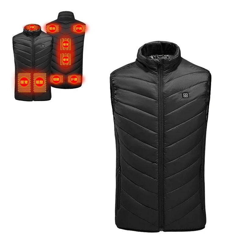 17 Zone Heating Vest Men's USB Infrared Thermal Jacket Smart Heating Clothes New Winter Cold-proof Thick Sleeveless Coat Hiking
