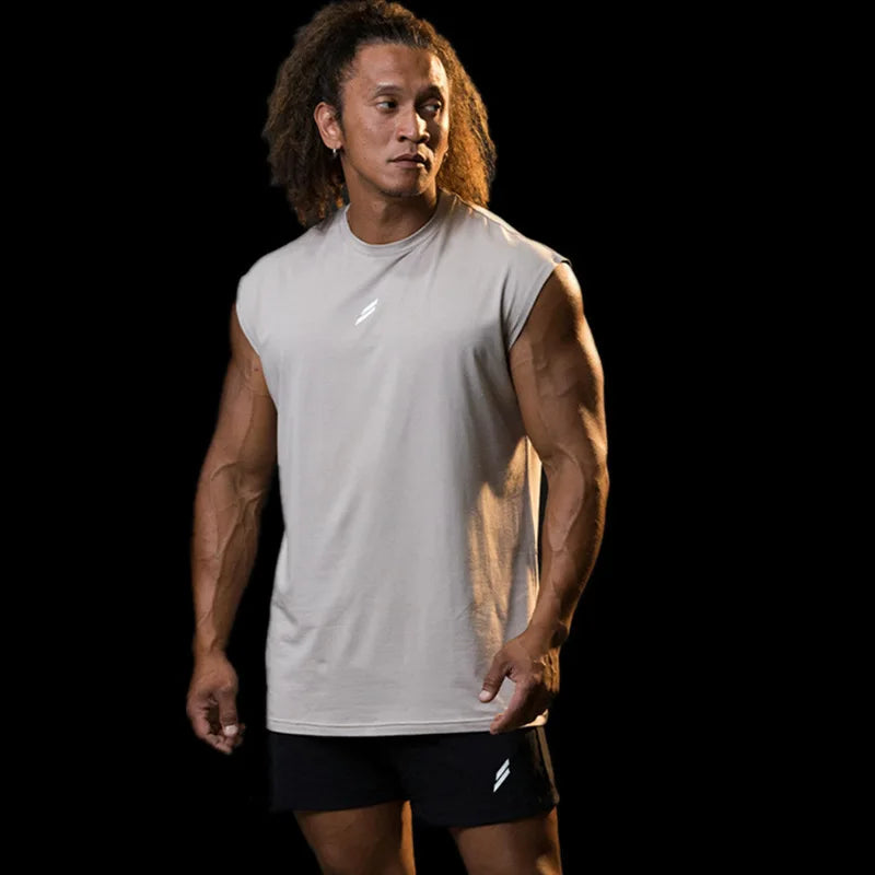 Sleeveless T-shirt Men Quick-drying Fitness Bodybuilding Shirt Male Fashion Basketball Vest Mesh Breathable Summer Gym Tank Men