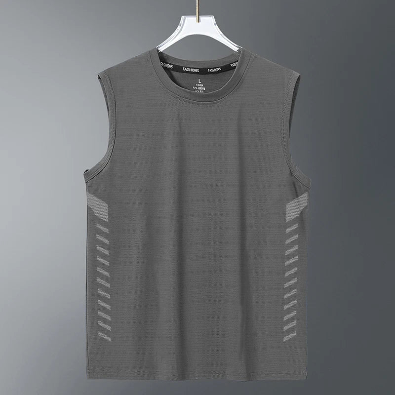Men's Loose Ice Silk Svel Sports Vest Qui Dry Summer New Sle Running Baskeall Fitn Training Breathable Polyest...