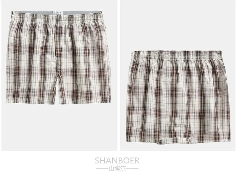 5Pcs/lot Boxer Men Thin Summer Underwear Cotton Man Big Size Short Breathable Plaid Flexible Shorts Boxer Male Underpants