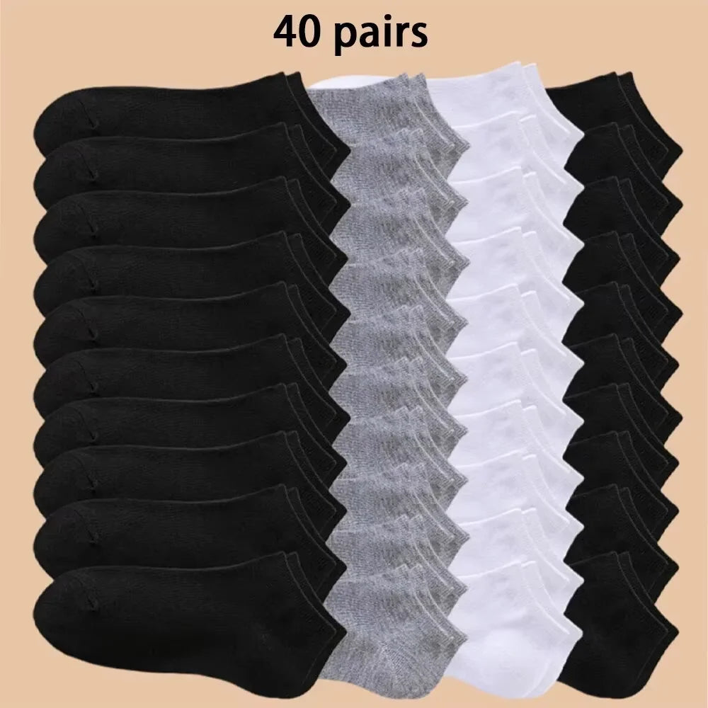 1/5/10 Pairs Comfortable Men's Women's Socks Casual Short Solid Color Spring Summer Boat Sock Fashionable Round Neck Ankle Socks