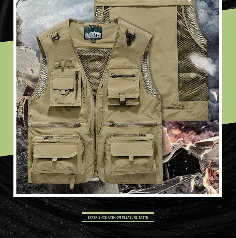 FGKKS 2023 Outdoor Leisure Vest Men's New Multi-Pocket Breathable Outdoor Sports Coat High-Quality Design Leisure Vest Men