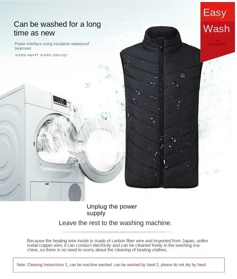21 Areas Heated Vest Men's New Winter Jacket Usb Graphene Heating Clothes Women's Ski Camping Waterproof Thick Sleeveless Coat