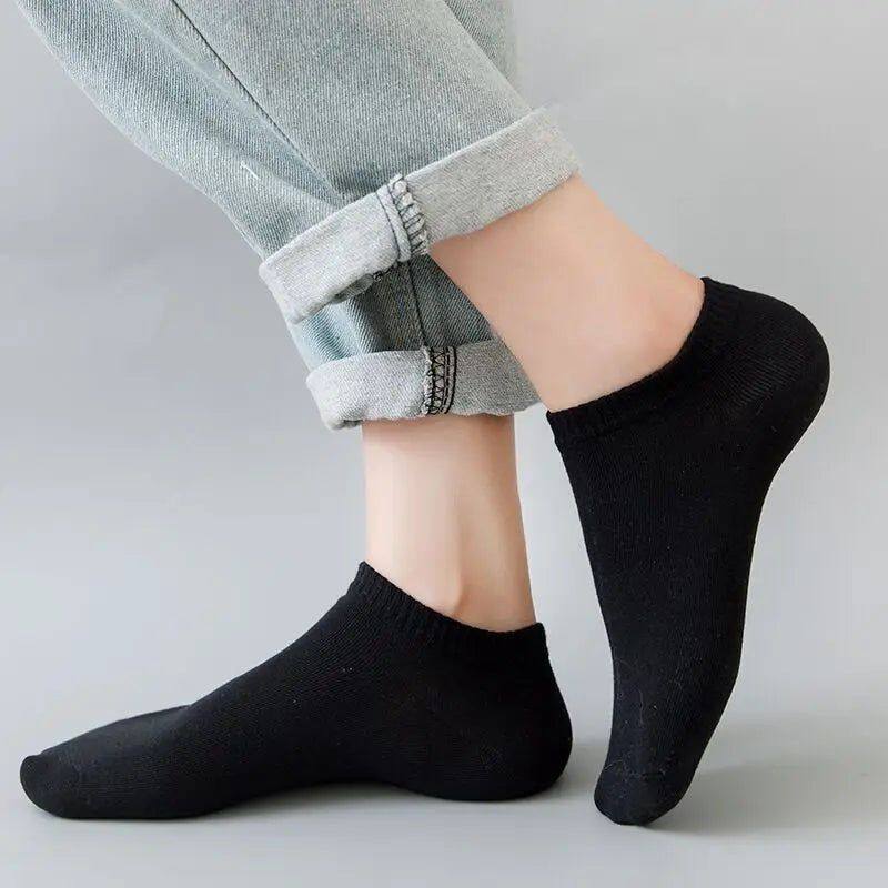 Men Ankle Socks Solid Color Black White Gray Invisible Breathable Cotton Sports Socks Male Short Socks Women Men Sox 10/5Pcs