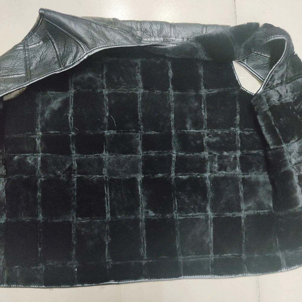 2025  New Style Men's Leather Vest Full-Grain Sheepskin Autumn and Winter Multi-Pocket Casual Fur Integrated Warm Vest