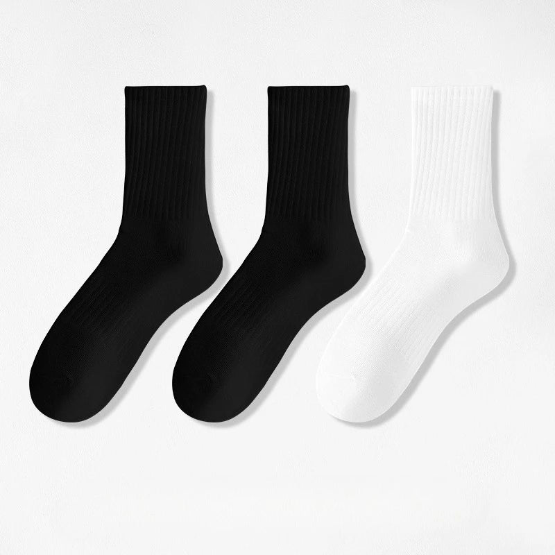 1/5Pairs New Men Cotton New Style White Socks Men Soft Breathable Sports Long Socks Summer Winter for Male Socks Plus Size