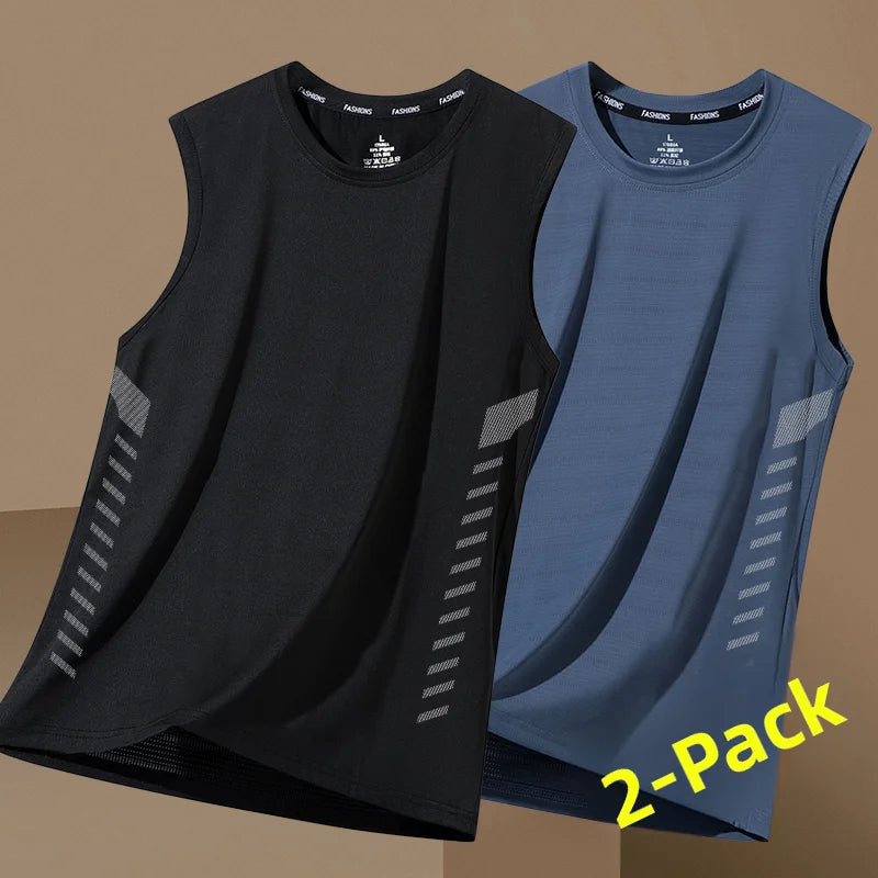 Men's Loose Ice Silk Svel Sports Vest Qui Dry Summer New Sle Running Baskeall Fitn Training Breathable Polyest...